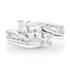 Thumbnail Image 2 of 1-1/2 CT. T.W. Princess-Cut Diamond Three Stone Bypass Bridal Set in 14K White Gold (H-I/I1)