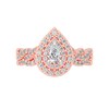 Thumbnail Image 3 of 3/4 CT. T.W. Pear-Shaped Diamond Double Frame Twist Shank Bridal Set in 14K Rose Gold (I/SI2)