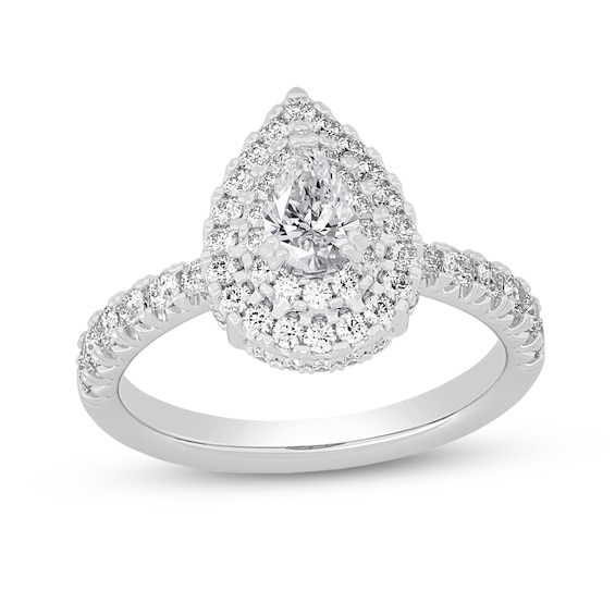 Zales 1-1/2 Ct. T.W. Pear-Shaped Diamond Double Frame Engagement Ring in 14K White Gold (I/Si2)