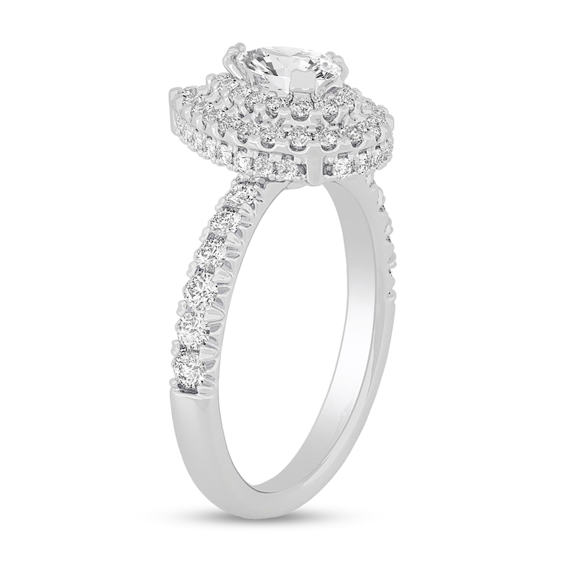 Zales 1-1/2 Ct. T.W. Pear-Shaped Diamond Double Frame Engagement Ring in 14K White Gold (I/Si2)