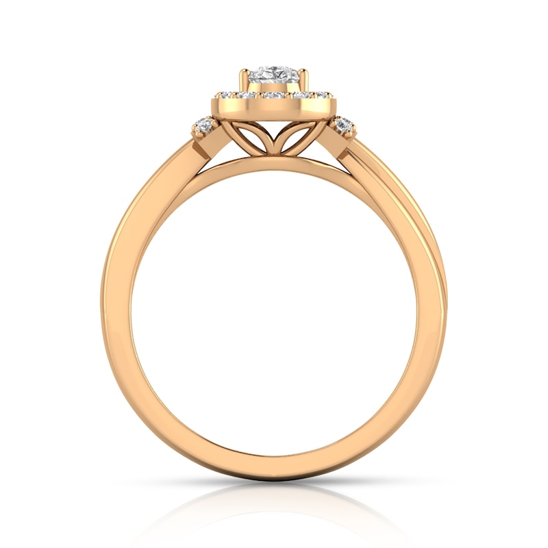 Main Image 2 of 1/2 CT. T.W. Pear-Shaped Diamond Frame with Collar Engagement Ring in 14K Rose Gold