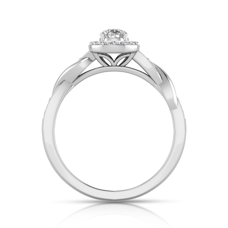 1/2 CT. T.W. Pear-Shaped Diamond Frame Polished Braid Engagement Ring in 14K White Gold