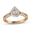 Thumbnail Image 1 of 1/2 CT. T.W. Pear-Shaped Diamond Frame Wavy Split Shank Engagement Ring in 14K Rose Gold