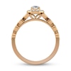 Thumbnail Image 3 of 1/2 CT. T.W. Pear-Shaped Diamond Frame Vine Shank Engagement Ring in 14K Rose Gold