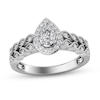 Thumbnail Image 1 of 1/2 CT. T.W. Pear-Shaped Diamond Cascading Vintage-Style Double Row Engagement Ring in 14K White Gold