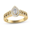 Thumbnail Image 0 of 1/2 CT. T.W. Pear-Shaped Diamond Cascading Vintage-Style Double Row Engagement Ring in 14K Gold