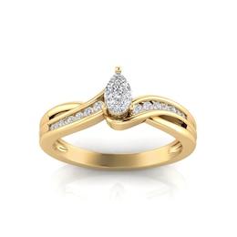 1/2 CT. T.W. Pear-Shaped Diamond Bypass Split Shank Engagement Ring in 14K Gold