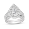 Thumbnail Image 0 of 2 CT. T.W. Pear-Shaped Diamond Frame Double Row Bridal Set in 14K White Gold (I/SI2)