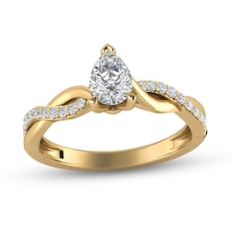 5/8 CT. T.W. Pear-Shaped Diamond Braid Shank Engagement Ring in 14K Gold