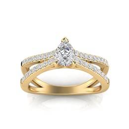 3/4 CT. T.W. Pear-Shaped Diamond Orbit Engagement Ring in 14K Gold