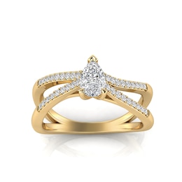 5/8 CT. T.W. Pear-Shaped Diamond Wavy Orbit Engagement Ring in 14K Gold