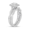 Thumbnail Image 2 of 3/8 CT. T.W. Emerald-Cut Diamond Double Frame Twist Shank Bridal Set in 14K White Gold (I/SI2)