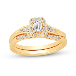 3/8 CT. T.W. Emerald-Cut Diamond Frame Bypass Bridal Set in 14K Gold (I/SI2)