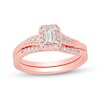 Thumbnail Image 1 of 3/8 CT. T.W. Emerald-Cut Diamond Frame Bypass Bridal Set in 14K Rose Gold (I/SI2)