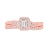 Thumbnail Image 3 of 3/8 CT. T.W. Emerald-Cut Diamond Frame Bypass Bridal Set in 14K Rose Gold (I/SI2)