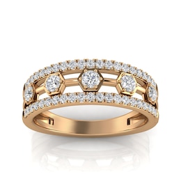 3/8 CT. T.W. Diamond Edge Hexagons Band in 10K Rose Gold