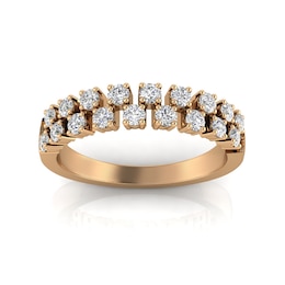 1/2 CT. T.W. Diamond Checkered Double Row Band in 10K Rose Gold