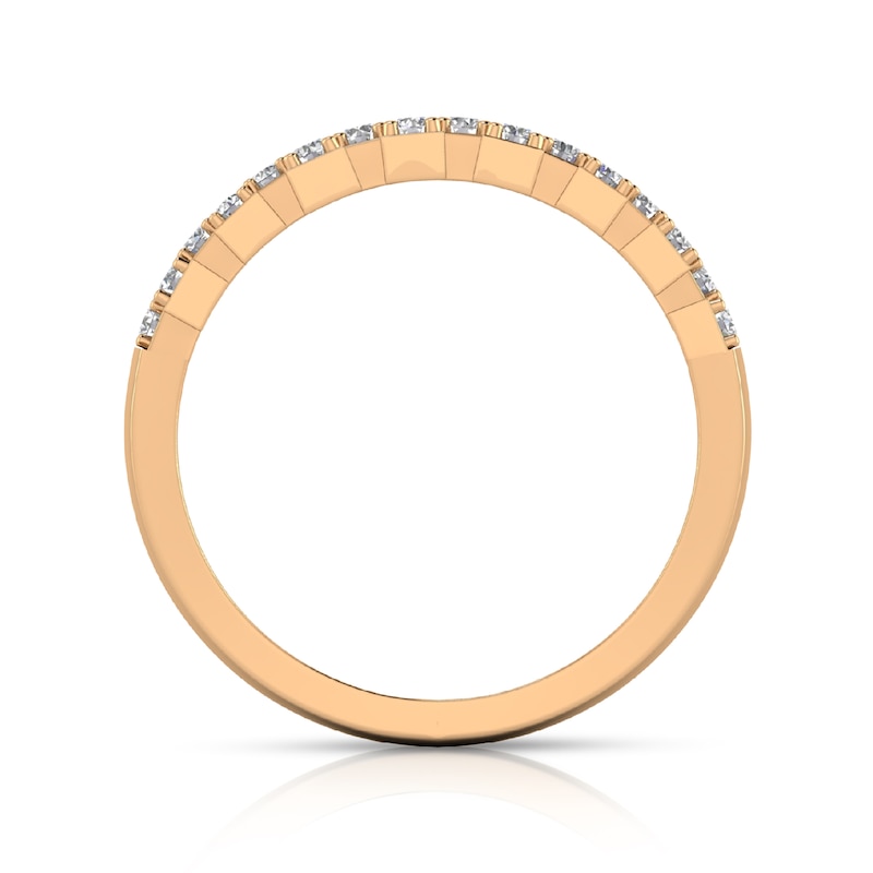 1/4 CT. T.W. Diamond Checkered Double Row Band in 10K Rose Gold