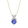 Thumbnail Image 1 of Tilted 6.0mm Cushion-Cut Tanzanite and 1/10 CT. T.W. Diamond &quot;X&quot; Pendant in 10K Gold