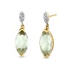 Thumbnail Image 1 of Marquise-Cut Green Quartz and 1/20 CT. T.W. Diamond Dangle Drop Earrings in 14K Gold