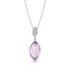 Thumbnail Image 1 of Marquise-Cut Pink Quartz and 1/20 CT. T.W. Diamond Dangle Pendant in 14K White Gold