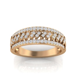 1/3 CT. T.W. Diamond Edge Slanted Duos Band in 10K Rose Gold