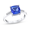 Thumbnail Image 1 of 8.0mm Cushion-Cut Tanzanite and 1/20 CT. T.W. Diamond Ring in 10K White Gold