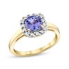 Thumbnail Image 1 of 6.0mm Cushion-Cut Tanzanite and 1/4 CT. T.W. Diamond Frame Ring in 14K Gold