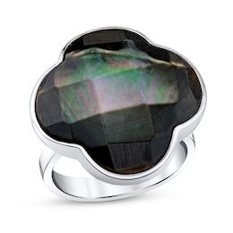 Clover-Shaped Mother-of-Pearl Ring in Sterling Silver