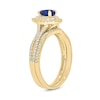 Thumbnail Image 2 of Pear-Shaped Blue Lab-Created Sapphire and 1/2 CT. T.W. Diamond Frame Split Shank Bridal Set in 10K Gold