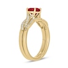 Thumbnail Image 2 of 6.0mm Lab-Created Ruby and 1/5 CT. T.W. Diamond Braid Vintage-Style Bridal Set in 10K Gold