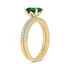 Thumbnail Image 2 of Emerald-Cut Lab-Created Emerald and 1/3 CT. T.W. Diamond Bridal Set in 10K Gold