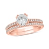 Thumbnail Image 1 of 6.0mm White Lab-Created Sapphire and 1/3 CT. T.W. Diamond Bridal Set in 10K Rose Gold