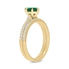 Thumbnail Image 2 of Pear-Shaped Lab-Created Emerald and 1/3 CT. T.W. Diamond Bridal Set in 10K Gold