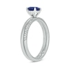 Thumbnail Image 2 of 6.0mm Blue Lab-Created Sapphire and 1/5 CT. T.W. Diamond Band Bridal Set in 10K White Gold