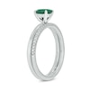 Thumbnail Image 2 of Oval Lab-Created Emerald and 1/5 CT. T.W. Diamond Band Bridal Set in 10K White Gold