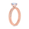 Thumbnail Image 2 of 6.0mm Aquamarine and 1/5 CT. T.W. Diamond Band Bridal Set in 10K Rose Gold