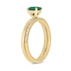 Thumbnail Image 2 of Oval Lab-Created Emerald and 1/5 CT. T.W. Diamond Band Bridal Set in 10K Gold