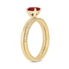 Thumbnail Image 2 of Oval Lab-Created Ruby and 1/5 CT. T.W. Diamond Band Bridal Set in 10K Gold