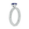 Thumbnail Image 2 of Oval Blue Lab-Created Sapphire and 1/5 CT. T.W. Diamond Band Bridal Set in 10K White Gold