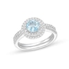 Thumbnail Image 1 of 6.0mm Aquamarine and 1/2 CT. T.W. Diamond Double Frame Bridal Set in 14K White Gold