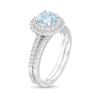 Thumbnail Image 3 of 6.0mm Aquamarine and 1/2 CT. T.W. Diamond Double Frame Bridal Set in 14K White Gold