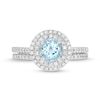 Thumbnail Image 4 of 6.0mm Aquamarine and 1/2 CT. T.W. Diamond Double Frame Bridal Set in 14K White Gold