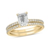 Thumbnail Image 0 of Emerald-Cut White Lab-Created Sapphire and 1/3 CT. T.W. Diamond Bridal Set in 10K Gold