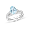 Thumbnail Image 1 of Pear-Shaped Aquamarine and 3/8 CT. T.W. Diamond Bridal Set in 14K White Gold