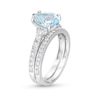 Thumbnail Image 3 of Pear-Shaped Aquamarine and 3/8 CT. T.W. Diamond Bridal Set in 14K White Gold