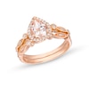 Thumbnail Image 1 of Pear-Shaped Morganite and 1/6 CT. T.W. Diamond Frame Vintage-Style Bridal Set in 14K Rose Gold