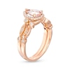 Thumbnail Image 3 of Pear-Shaped Morganite and 1/6 CT. T.W. Diamond Frame Vintage-Style Bridal Set in 14K Rose Gold