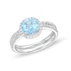 Thumbnail Image 1 of 7.0mm Aquamarine and 1/3 CT. T.W. Diamond Frame Bridal Set in 14K White Gold