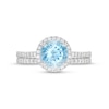 Thumbnail Image 4 of 7.0mm Aquamarine and 1/3 CT. T.W. Diamond Frame Bridal Set in 14K White Gold